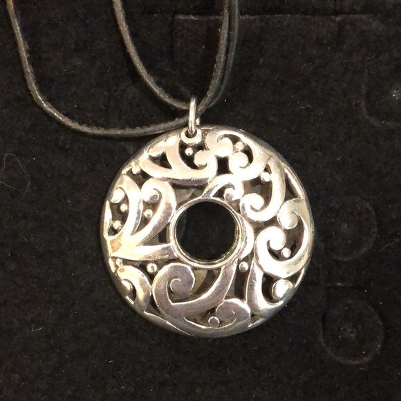 BARSE Sterling Silver Round Filigree Scroll Cutout Double Cord w Extension NWOT - Picture 7 of 16